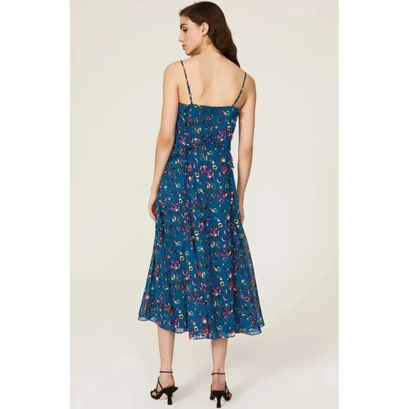 JASON WU COLLECTIVE Women's Blue Leopard Midi Dress Size 2 - Picture 3 of 12